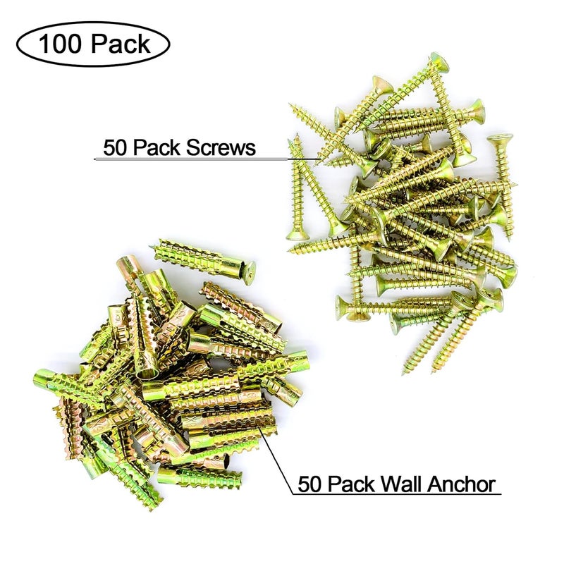 Suprom 50 Pack Heavy Duty Hollow Wall Anchors with Screws, Loose Hinge Hole Repair Kits, Ideal for Hinge Hole Repair and Concrete Wall, Hollow-Wall, Wooden Wall (6x32mm) - Image 5